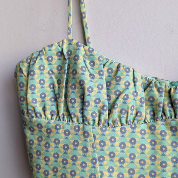 Zara Pastel Floral Printed Bustier Corset Inspired Tank Crop Top - Picture 3 of 6